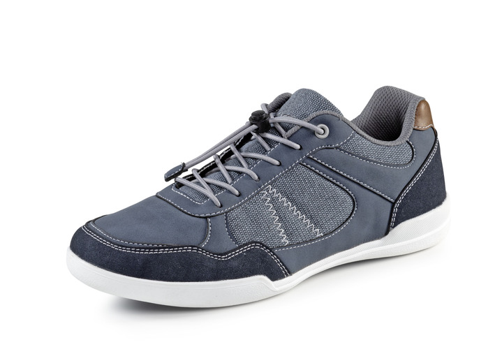 Herren - Sneaker mit elastischem Schnellschnürsystem mit Stopper, in Größe 040 bis 047, in Farbe BLAU-COGNAC Ansicht 1