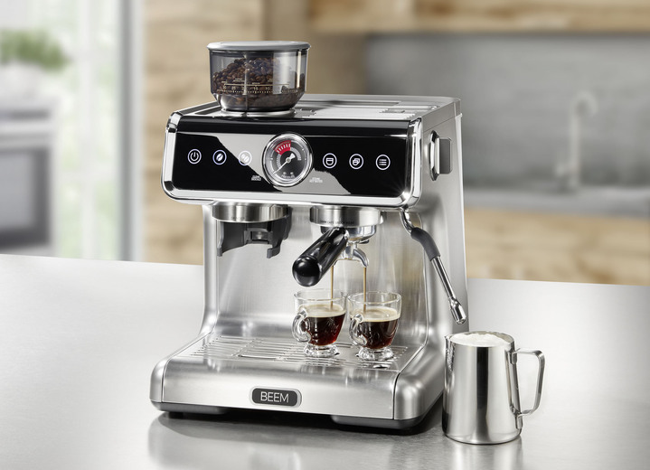 Haushalt & Küche - BEEM Espresso-Maschine mit hochwertigem Mahlwerk, in Farbe EDELSTAHL