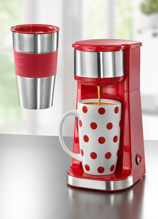 Haushalt & Küche - Kaffeemaschine für handelsübliche Kaffeepads und losen Kaffee, in Farbe ROT Ansicht 1
