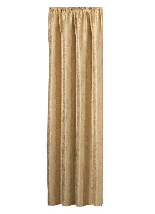 Klassisch - Übergardine mit Blatt-Musterung, in Größe 358 (H145xB140 cm) bis 456 (H245xB140 cm), in Farbe GOLD Ansicht 1