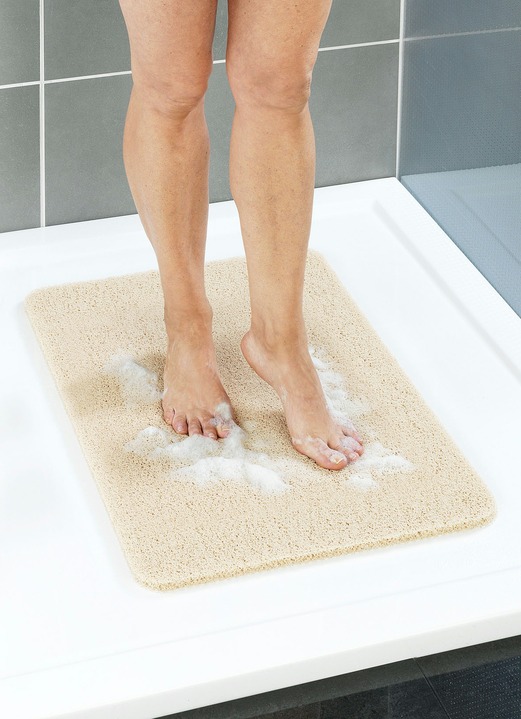 Massage - Wellness Fußmatte: Füße waschen – ohne Bücken, in Farbe BEIGE, in Ausführung Maße:ca. 40x60 cm Ansicht 1