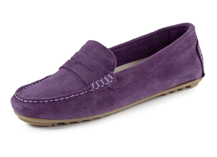 Schuhe - ELENA EDEN Mokassin-Slipper aus geschmeidigem Rind-Veloursleder, in Größe 036 bis 042, in Farbe LILA Ansicht 1