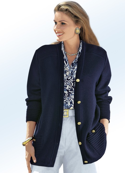 Strickjacken - Strickjacke mit Schurwolle, in Größe 038 bis 052, in Farbe ROYALBLAU Ansicht 2