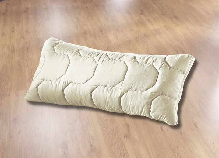 Bettwaren - Hochwertiges Dinkelkissen von f.a.n., in Größe 021 (Dinkelkissen, 40/80 cm) bis 126 (Dinkel-Nackenhörnchen), in Farbe NATUR, in Ausführung Bezug-Schurwolle und Seide Ansicht 2