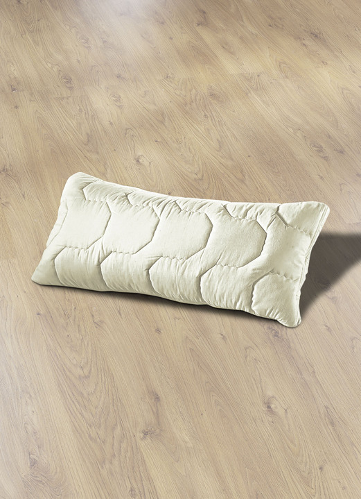 Bettwaren - Hochwertiges Dinkelkissen von f.a.n., in Größe 021 (Dinkelkissen, 40/80 cm) bis 126 (Dinkel-Nackenhörnchen), in Farbe NATUR, in Ausführung Bezug-Schurwolle und Seide Ansicht 3