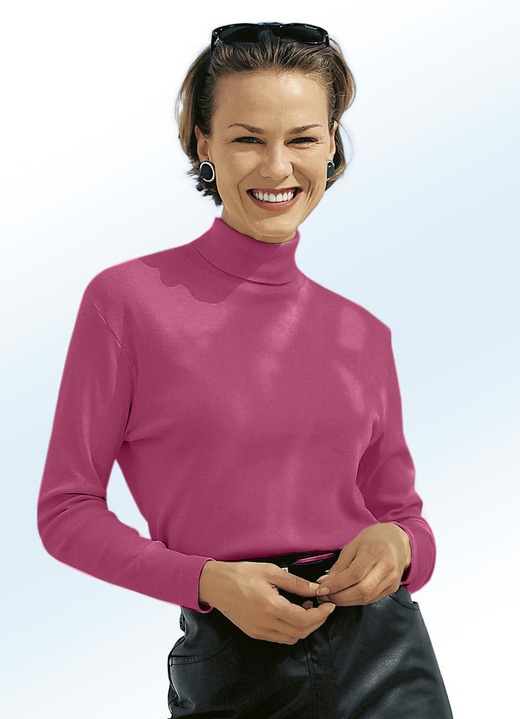 Langarm - Rolli in 16 Farben, in Größe 034 bis 052, in Farbe FLASCHENGRÜN Ansicht 4