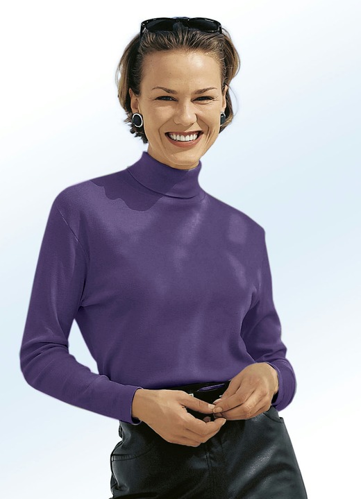 Langarm - Rolli in 16 Farben, in Größe 034 bis 052, in Farbe LILA Ansicht 1