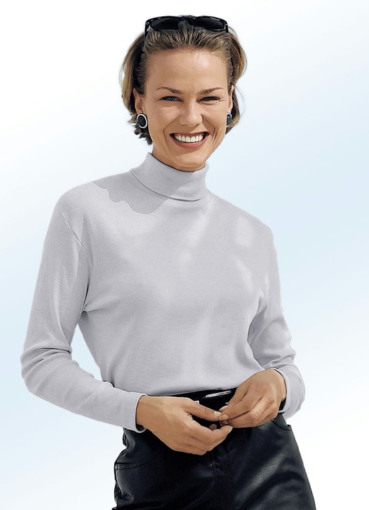 Langarm - Rolli in 16 Farben, in Größe 034 bis 052, in Farbe HELLBLAU Ansicht 2