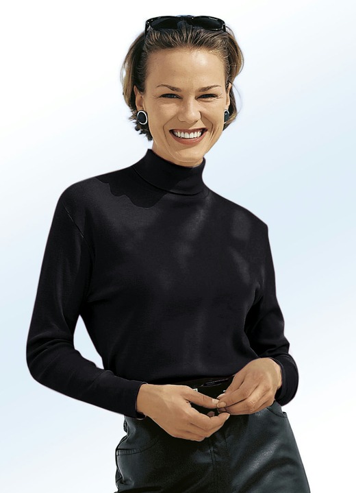 Langarm - Rolli in 16 Farben, in Größe 034 bis 052, in Farbe FLASCHENGRÜN Ansicht 16