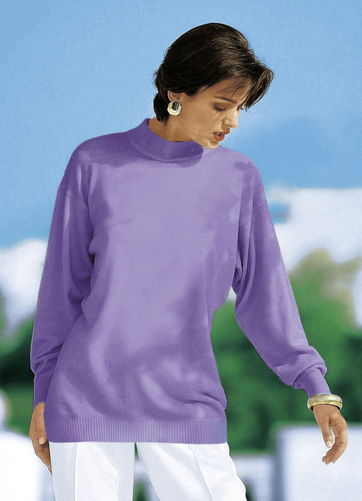 Langarm - Pullover in Feinstrick mit Schurwolle, in Größe 036 bis 050, in Farbe TÜRKIS Ansicht 8