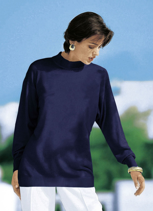 Langarm - Pullover in Feinstrick mit Schurwolle, in Größe 036 bis 050, in Farbe TÜRKIS Ansicht 4