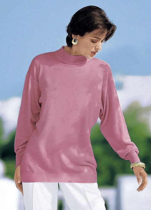 Langarm - Pullover in Feinstrick mit Schurwolle, in Größe 036 bis 050, in Farbe TÜRKIS Ansicht 2