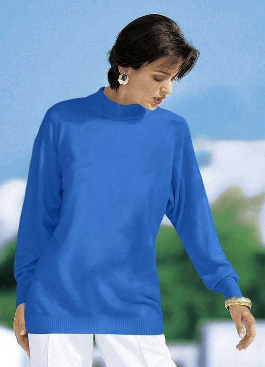 Langarm - Pullover in Feinstrick mit Schurwolle, in Größe 036 bis 050, in Farbe TÜRKIS Ansicht 12