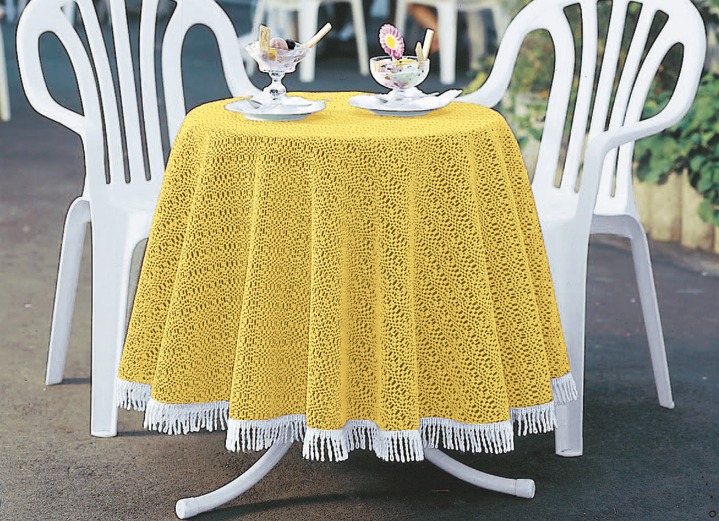 Gartentischdecken - Wind- und wetterfeste Gartentischdecke mit Fransenabschluss, in Größe 110 (Tischdecke, 110x140 cm) bis 190 (Tischdecke oval, 140x190 cm), in Farbe TANNE Ansicht 2