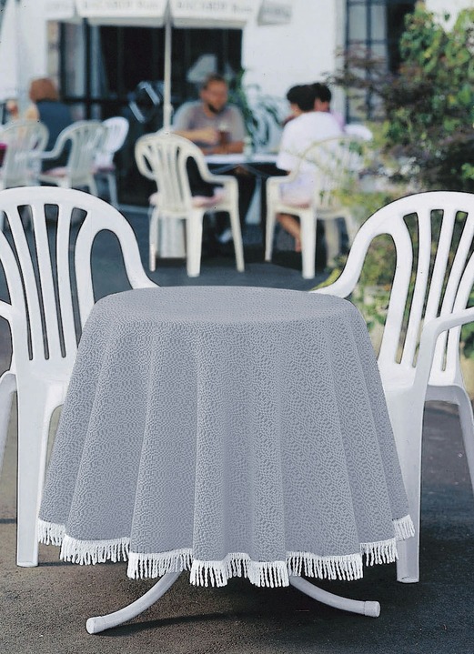 Gartentischdecken - Wind- und wetterfeste Gartentischdecke mit Fransenabschluss, in Größe 110 (Tischdecke, 110x140 cm) bis 190 (Tischdecke oval, 140x190 cm), in Farbe TANNE Ansicht 5