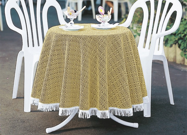 Gartentischdecken - Wind- und wetterfeste Gartentischdecke mit Fransenabschluss, in Größe 110 (Tischdecke, 110x140 cm) bis 190 (Tischdecke oval, 140x190 cm), in Farbe TANNE Ansicht 4