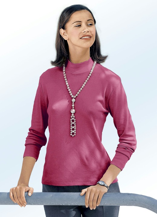 Langarm - Shirt mit Stehkragen, in Größe 034 bis 052, in Farbe HELLBLAU Ansicht 2