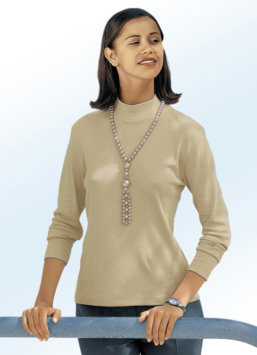 Langarm - Shirt mit Stehkragen, in Größe 034 bis 052, in Farbe HELLBLAU Ansicht 16