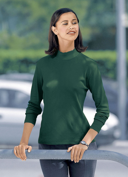 Langarm - Shirt mit Stehkragen, in Größe 034 bis 052, in Farbe HELLBLAU Ansicht 10