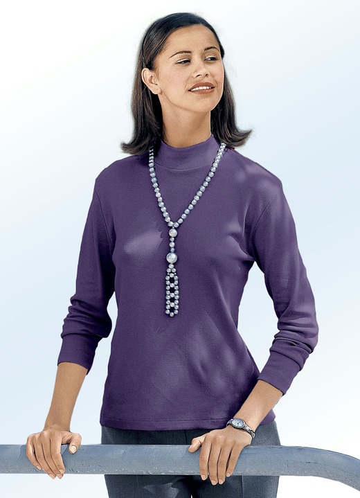 Langarm - Shirt mit Stehkragen, in Größe 034 bis 052, in Farbe HELLBLAU Ansicht 3