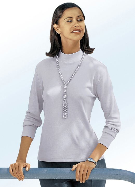 Langarm - Shirt mit Stehkragen, in Größe 034 bis 052, in Farbe HELLBLAU Ansicht 6