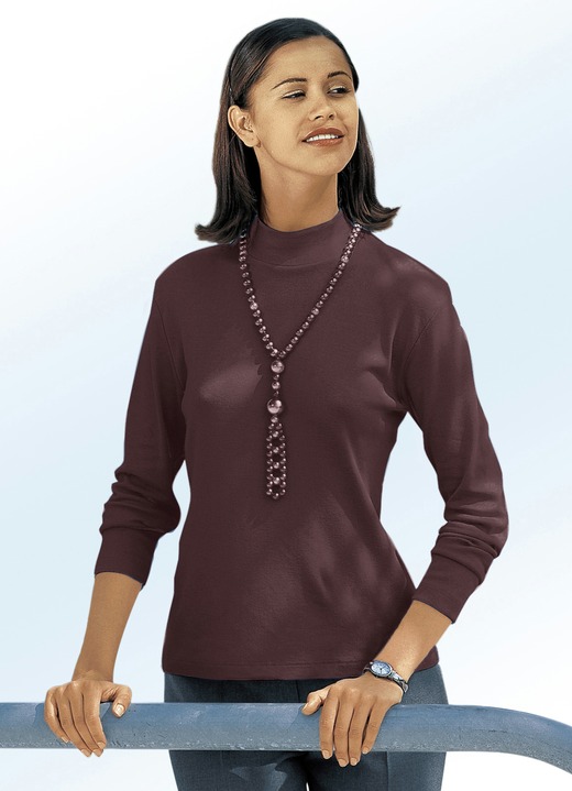 Langarm - Shirt mit Stehkragen, in Größe 034 bis 052, in Farbe HELLBLAU Ansicht 15