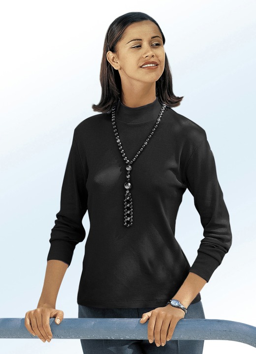 Langarm - Shirt mit Stehkragen, in Größe 034 bis 052, in Farbe HELLBLAU Ansicht 13