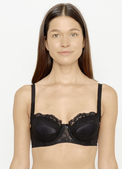 Bügel-BH - Susa Dirndl-BH mit Außenträgern, in Größe 070 bis 095, in Cup A, in Farbe WEISS Ansicht 3