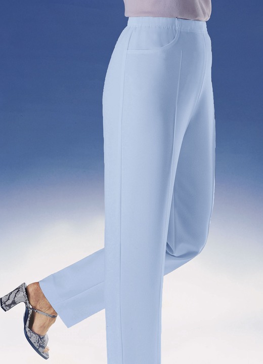 Hosen mit Knopf- und Reißverschluss - Hose mit praktischen Seitentaschen in 6 Farben, in Größe 019 bis 054, in Farbe BLEU Ansicht 1