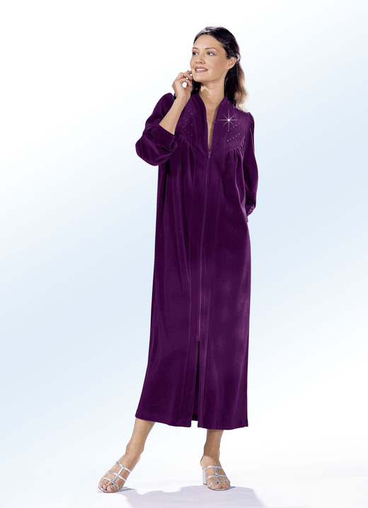 Hausmäntel - Hausmantel mit Strasszier, in Größe 038 bis 058, in Farbe ROYALBLAU Ansicht 3