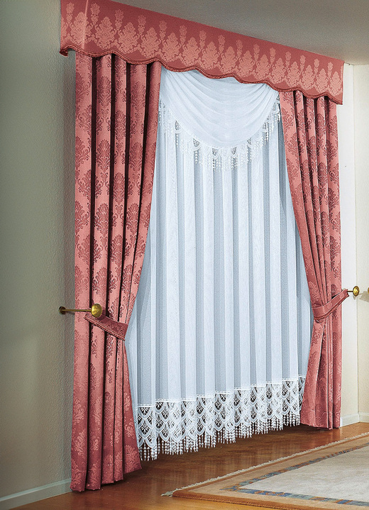 Klassisch - Mittelbogen mit Plauener Spitze, in Größe 001 (45x 75 cm) bis 006 (45x300 cm), in Farbe WEISS Ansicht 1