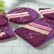 SALE - Barfußweiche Badgarnitur in harmonischen Farbtönen, in Größe 100 (Vorleger halbrund, 50x 80 cm) bis 112 (WC-Deckelbezug, 47x50 cm, mit Kordel), in Farbe LILA