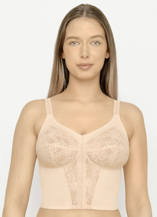 Wäsche - Susa BH in langer Form, mit Vorderverschluss, in Größe 085 bis 125, in Cup C, in Farbe WEISS Ansicht 4