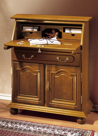 Büromöbel - Sekretär mit Echtholzfurnier, in Farbe NUSSBAUM