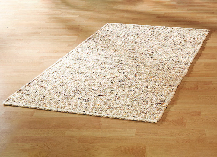 Teppiche - Handgewebte Teppiche aus Neuseeland-Schurwolle, in Größe 100 (Brücke, 60x90 cm) bis 315 (2 Brücken 60x120 cm + 1 Galerie 70x200 cm), in Farbe NATUR Ansicht 1