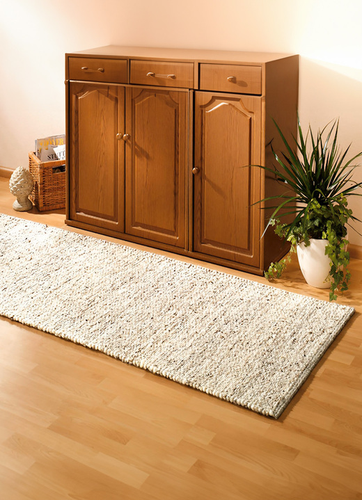 Teppiche - Handgewebte Teppiche aus Neuseeland-Schurwolle, in Größe 100 (Brücke, 60x90 cm) bis 315 (2 Brücken 60x120 cm + 1 Galerie 70x200 cm), in Farbe CREME Ansicht 1