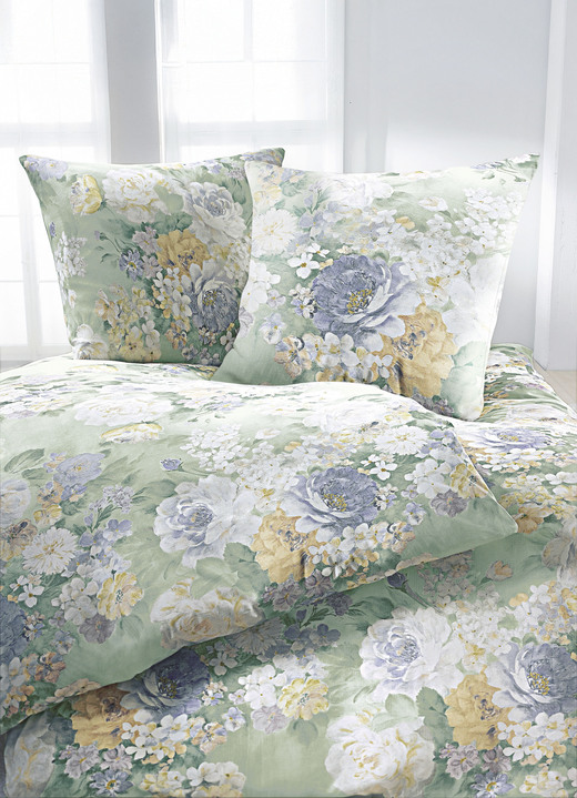 Bettwäschegarnituren - Bettwäsche-Garnitur in verschiedene Qualitäten, in Größe 012 (80/80 cm + 135/200 cm) bis 121 (Kissenhülle, 40x80 cm), in Farbe ROSÉ-GRÜN Ansicht 2