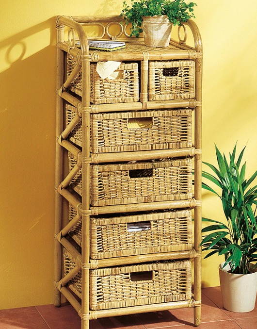 Möbel - Rattan Regal, in Farbe HONIG, in Ausführung Mit 3 großen Schubladen Ansicht 4