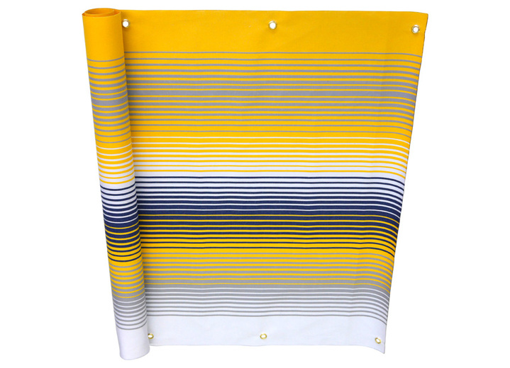 Sichtschutz - Balkonbespannung mit Ösen und Schnur, in Größe 075 (Höhe 75 cm) bis 090 (Höhe 90 cm), in Farbe GELB-GRAU Ansicht 1