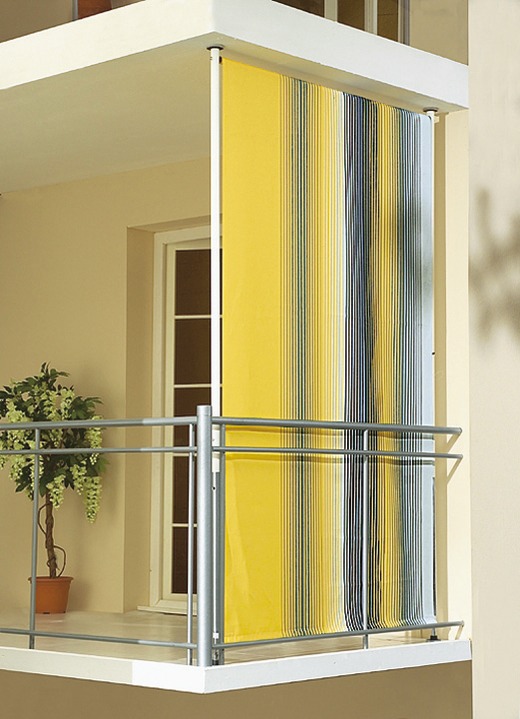 Sichtschutz - Balkon-Seitensichtschutz, in Größe 120 (Breite 120 cm) bis 150 (Breite 150 cm), in Farbe GELB-GRAU Ansicht 1