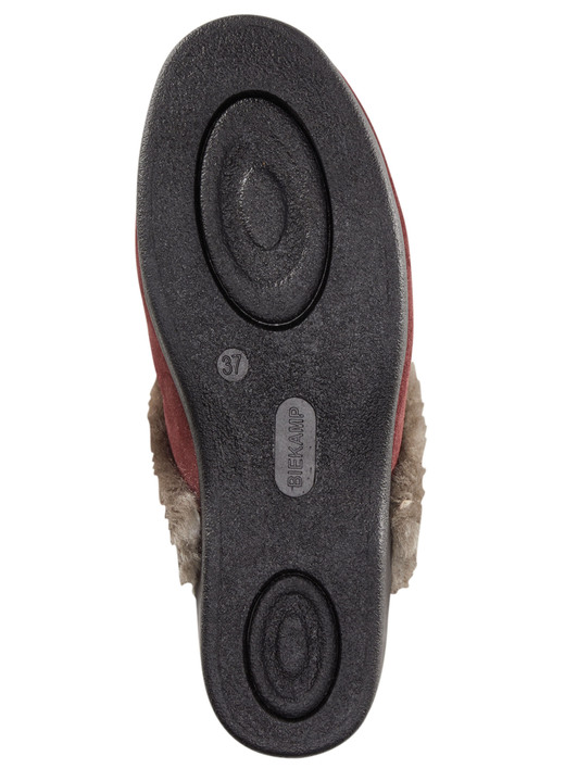 Hausschuhe - ELENA EDEN Pantoffel mit echtem Lammfellfutter, in Größe 036 bis 043, in Farbe MARINE-HELLGRAU Ansicht 9