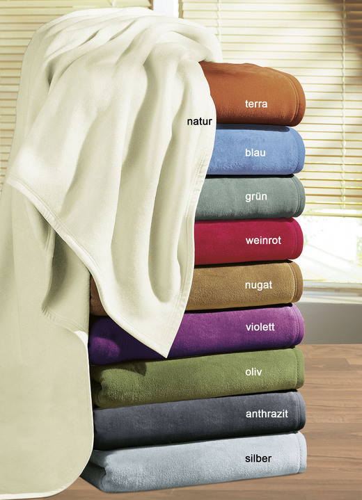 Decken - Hochwertige Schlafdecke, 2er-Set, mit Veloursband-Einfassung, in Farbe BLAU