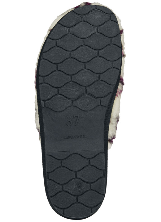 Hausschuhe - Pantoffel aus bedrucktem Plüschmaterial, in Größe 036 bis 043, in Farbe ECRU-BLAU Ansicht 6