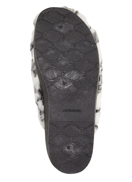 Hausschuhe - Pantoffel aus bedrucktem Plüschmaterial, in Größe 036 bis 043, in Farbe ECRU-BLAU Ansicht 9