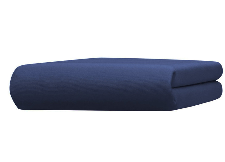 Spannbetttücher - Edel-Jersey-Spannbetttuch mit Elasthan, in Größe 133 (1x 90–120/190–220 cm, Matratzenhöhe 18–35 cm) bis 938 (1x 180–200/200–220 cm, für Topperhöhe 4–10 cm), in Farbe MITTELBLAU, in Ausführung Edel-Jersey-Stretch Deluxe Ansicht 15