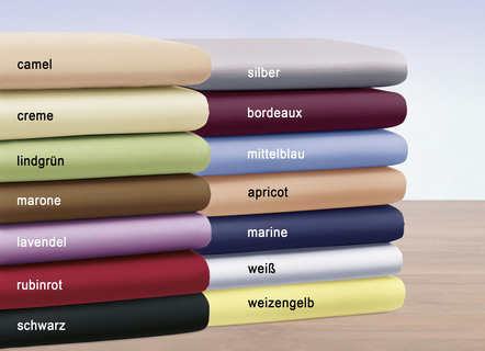 Spannbetttücher - Edel-Jersey-Spannbetttuch von Bellana, in Größe 133 (1x 90–100/190–200 cm) bis 138 (1x 180–200/ 200 cm), in Farbe MITTELBLAU, in Ausführung Edel-Jersey Exclusiv – Farbe MARONE – Ansicht 