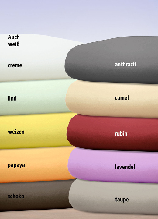 Spannbetttücher - Luxuszwirn-Jersey-Spannbetttuch mit Elasthan, in Größe 133 (1 Spannbetttuch, 90-120/200-220 cm) bis 138 (1 Spannbetttuch, 180-200/ 200-220 cm), in Farbe LAVENDEL Ansicht 2