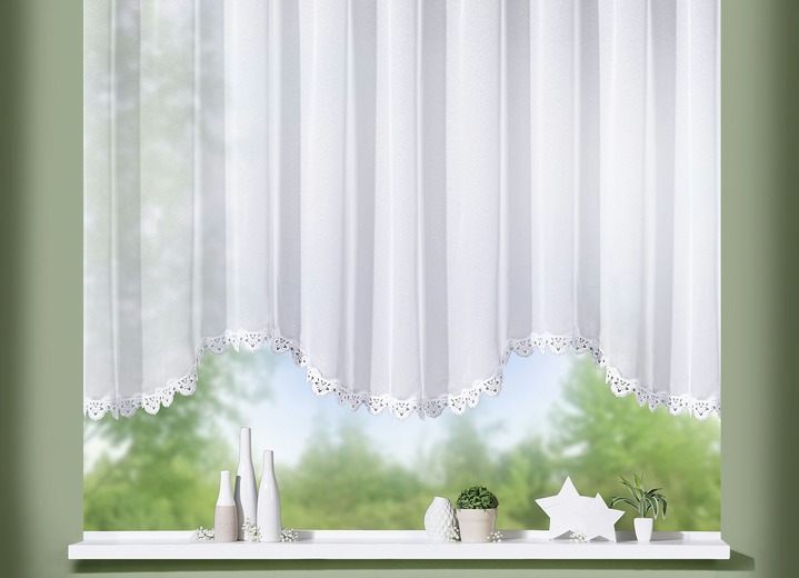 Klassisch - Blumenfenster-Store aus echter Plauener Spitze Ansicht 2 Klassisch - Blumenfenster-Store aus echter Plauener Spitze, in Größe 136 (H100xB300 cm) bis 174 (H160xB600 cm), in Farbe WEISS Ansicht 2