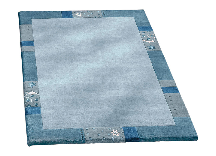 Teppiche - Handgetuftete Brücken, Teppiche und Bettumrandung, in Größe 011 (Brücke,  60x 90 cm) bis 325 (Bettumrandung, 3-tlg.), in Farbe BLAU Ansicht 1
