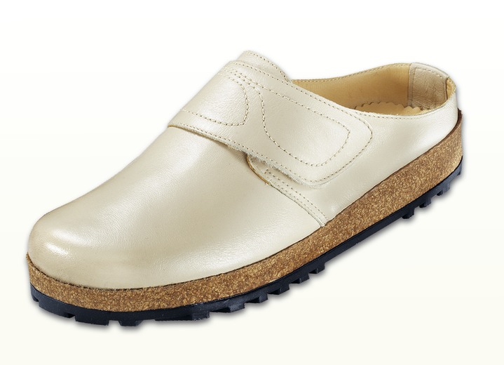 Sandalen & Pantoletten - Haflinger-Lederclog aus weichem Rindleder Ansicht 2 Sandalen & Pantoletten - Haflinger-Lederclog aus weichem Rindleder, in Größe 036 bis 042, in Farbe SCHWARZ Ansicht 2